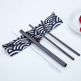 Portable 4 Pieces Reusable Metal Drinking Straws