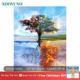 SDOYUNO Four Seasons Tree 60x75cm DIY Framed Painting By Numbers For Adults Room Decoration Home Decor Numbers Painting Gift