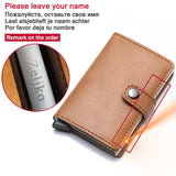 Genuine Leather Men Credit Card Holder Hasp RFID Blocking Men Wallet ID Card Holder Bank Business Wallets Purse for Women Cards