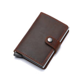 Genuine Leather Men Credit Card Holder Hasp RFID Blocking Men Wallet ID Card Holder Bank Business Wallets Purse for Women Cards