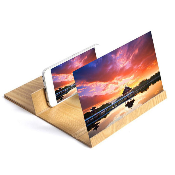 12 inch Desktop Folding Wood Bracket with Mobile Phone Screen Magnifier