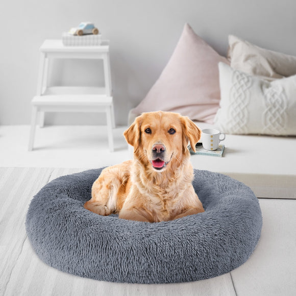Round Long Plush Dog Beds for Large Dogs Winter Pet Products Cushion Super Soft Fluffy Comfortable Cat Mat Supplies Accessories
