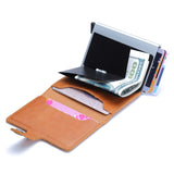 Genuine Leather Men Credit Card Holder Hasp RFID Blocking Men Wallet ID Card Holder Bank Business Wallets Purse for Women Cards