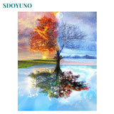 SDOYUNO Four Seasons Tree 60x75cm DIY Framed Painting By Numbers For Adults Room Decoration Home Decor Numbers Painting Gift