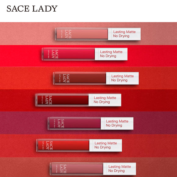 SACE LADY Long Lasting Lipstick Make Up Matte Liquid Lip Stick Non Drying Makeup Nude Red Pigment Waterproof 23 Colors Cosmetic