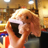 360 Rotation Rabbit Hair fur 3D Furry Capa for iPhone