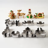 Cookie Cutter  8 Pcs 3D Christmas Scenario Stainless Steel Cookie Cutter Set Cake Biscuit Mould Fondant Cutter