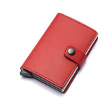 Genuine Leather Men Credit Card Holder Hasp RFID Blocking Men Wallet ID Card Holder Bank Business Wallets Purse for Women Cards