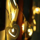 Battery Powered 10 LED Wooden Heart Shape String light Garden Birthday Event Party Christmas Decoration Xmas String Fairy Light