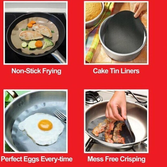2PCS Newest High Temperature Non-Stick Pan Frying Pan Liner Kitchen Dining Bar Products Prevent Sticking Food Pot Mat Tools 24CM