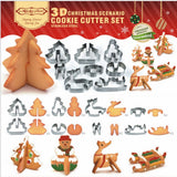 Cookie Cutter  8 Pcs 3D Christmas Scenario Stainless Steel Cookie Cutter Set Cake Biscuit Mould Fondant Cutter