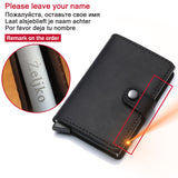 Genuine Leather Men Credit Card Holder Hasp RFID Blocking Men Wallet ID Card Holder Bank Business Wallets Purse for Women Cards