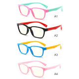 Kids Anti-blue Light Silicone Glasses Brand Children Soft Frame Goggle Plain Glasses +Anti blue light test card +glasses case