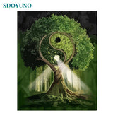 SDOYUNO Four Seasons Tree 60x75cm DIY Framed Painting By Numbers For Adults Room Decoration Home Decor Numbers Painting Gift