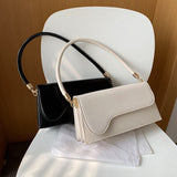 Elegant Women Baguette Handbags Simple PU Leather Ladies Shoulder Crossbody Bags Fashion Female Solid Color Clutch Purse Bag