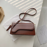 Elegant Women Baguette Handbags Simple PU Leather Ladies Shoulder Crossbody Bags Fashion Female Solid Color Clutch Purse Bag