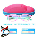 Kids Anti-blue Light Silicone Glasses Brand Children Soft Frame Goggle Plain Glasses +Anti blue light test card +glasses case