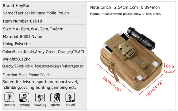 IKSNAIL Pouch Molle Hunting Bags Belt Waist Pack Outdoor Pouches Case Pocket Camo Bag For Iphone