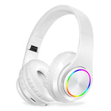 Wireless Bluetooth headphones luminous deep bass stereo sports headphones with microphone card slot Rainbow LED fashion headphones