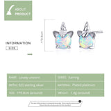 WOSTU 100% 925 Sterling Silver Unicorn Opal Stud Earrings For Women Wedding Small Earrings Fashion Anniversary Jewelry CQE737