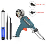 NEWACALOX 110V/220V 60W US/EU Hand-held Internal Heating Soldering Iron Automatically Send Tin Gun Soldering Welding Repair Tool