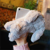 360 Rotation Rabbit Hair fur 3D Furry Capa for iPhone