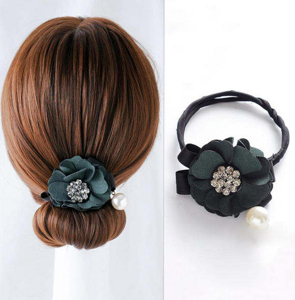 Top Knot Rhinestone Hair Flower Artifact
