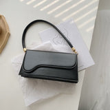 Elegant Women Baguette Handbags Simple PU Leather Ladies Shoulder Crossbody Bags Fashion Female Solid Color Clutch Purse Bag