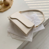 Elegant Women Baguette Handbags Simple PU Leather Ladies Shoulder Crossbody Bags Fashion Female Solid Color Clutch Purse Bag