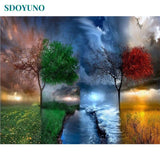 SDOYUNO Four Seasons Tree 60x75cm DIY Framed Painting By Numbers For Adults Room Decoration Home Decor Numbers Painting Gift