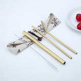 Portable 4 Pieces Reusable Metal Drinking Straws