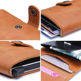 Genuine Leather Men Credit Card Holder Hasp RFID Blocking Men Wallet ID Card Holder Bank Business Wallets Purse for Women Cards