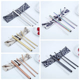 Portable 4 Pieces Reusable Metal Drinking Straws