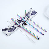 Portable 4 Pieces Reusable Metal Drinking Straws