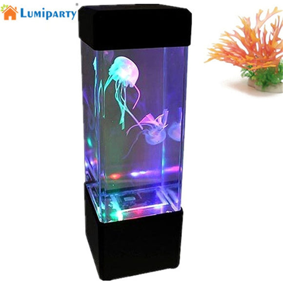 LED Desktop Light Jellyfish Tropical Fish Aquarium Tank LED Light Relaxing Bedside Mood Night Light Lamp