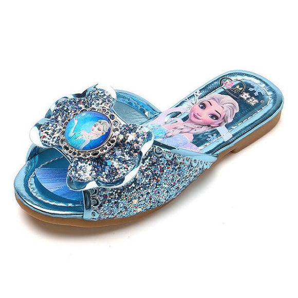 Disney Frozen Elsa Shoes For Girls Children Lovely Cartoon Princess Flat Sandals Shoes Inside and outside slippers With Bow