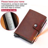 Genuine Leather Men Credit Card Holder Hasp RFID Blocking Men Wallet ID Card Holder Bank Business Wallets Purse for Women Cards