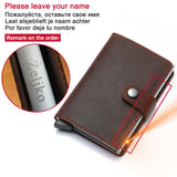 Genuine Leather Men Credit Card Holder Hasp RFID Blocking Men Wallet ID Card Holder Bank Business Wallets Purse for Women Cards