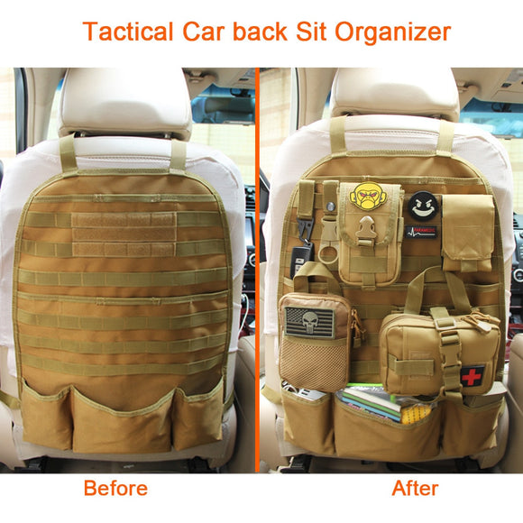 Car Back Seat Organizer Multi-function Hunting Accessories Storage Pocket Military Outdoor Pack Molle Seat Cover Bag