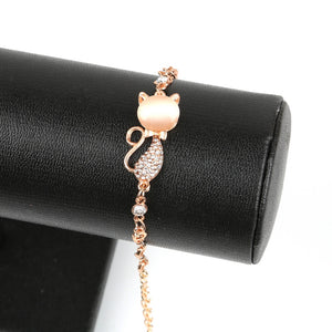 Rose Gold Alloy Lovely Cat Bracelets