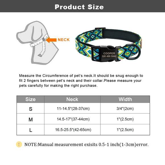 Personalized Dog Collar Nylon Custom Pet Dog Tag Collars Printed Plaid Puppy Nameplate ID Collars For Medium Large Dogs Engraved