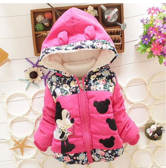 New Girls jackets fashion Minnie cartoon Clothing coat baby girl winter warm and casual Outerwear for 1-5 years old Kids jackets