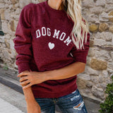 DOG MOM Funny Letter Print Sweatshirt