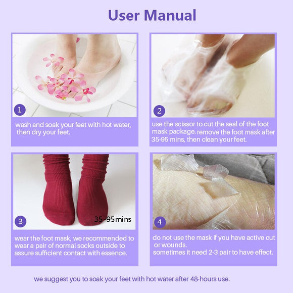 6pc / 3pair Exfoliating Foot Mask Pedicure Socks Exfoliation for Feet