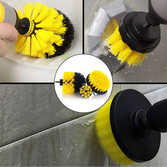 1 Set/3 PCS Electric Drill Brush Kit Plastic Round Cleaning Brush For Carpet Glass Car Tires Nylon Brushes Scrubber Drill