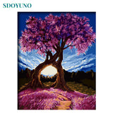 SDOYUNO Four Seasons Tree 60x75cm DIY Framed Painting By Numbers For Adults Room Decoration Home Decor Numbers Painting Gift